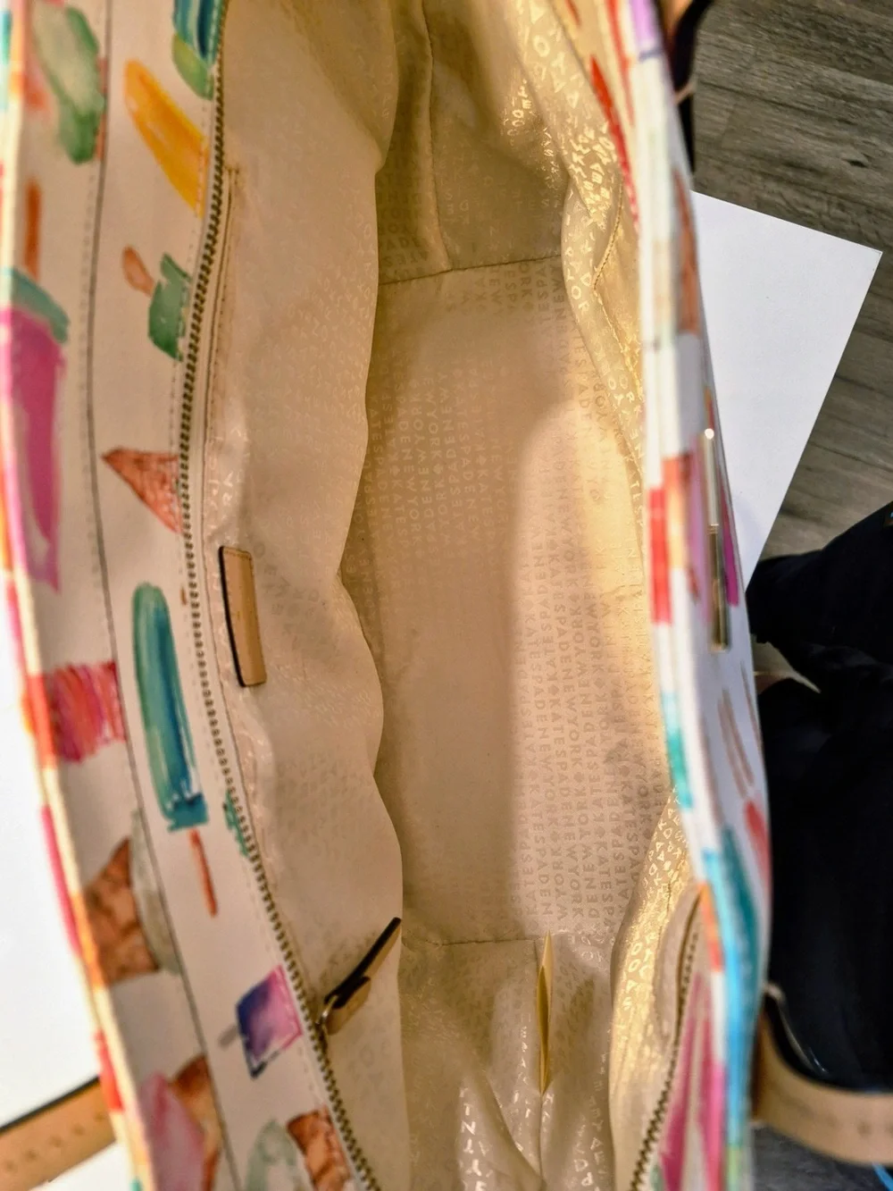 kate spade Ice Cream Print Tote Bag in White Multi size large